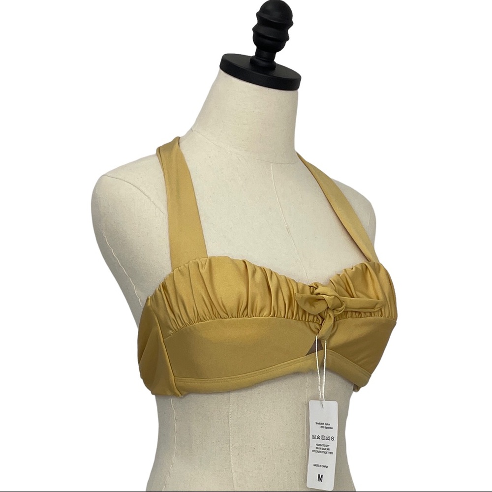 NWT Futurino Bandeau Bikini Top Mustard Yellow Size Medium